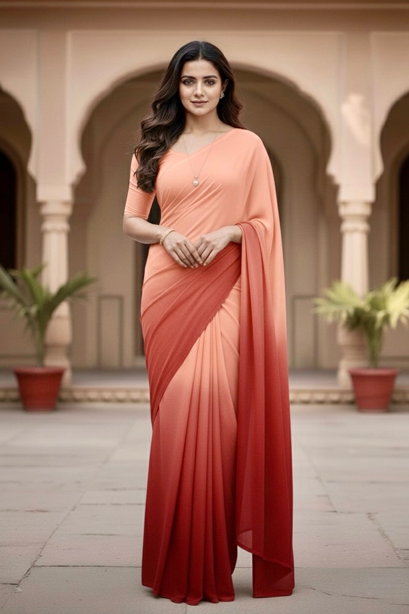 Gradient Mulberry Silk Chiffon Sarees