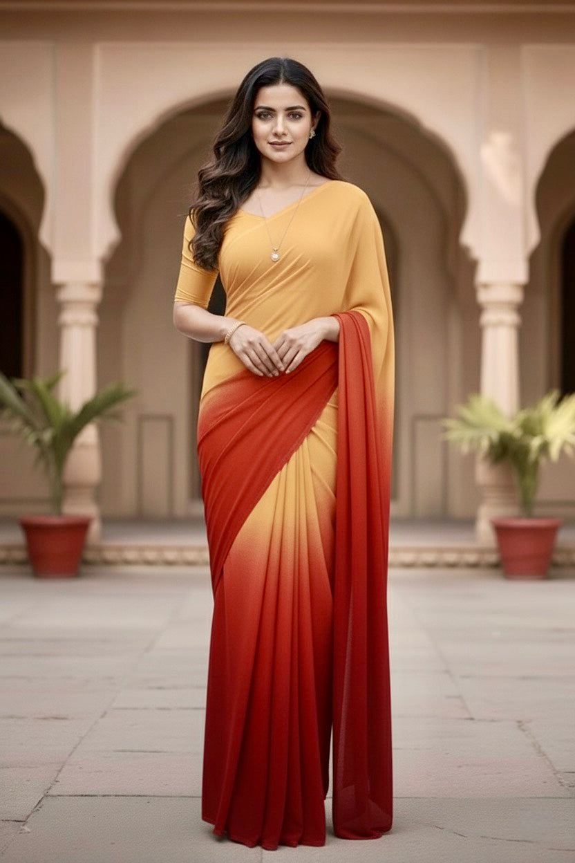 Gradient Mulberry Silk Chiffon Sarees