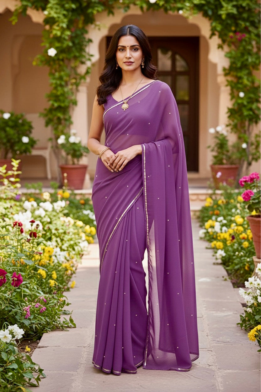 Shades of Purple Sequins Spread & Border