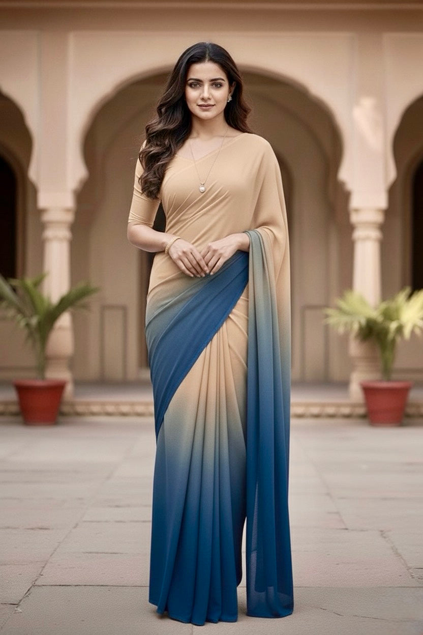 Gradient Mulberry Silk Chiffon Sarees