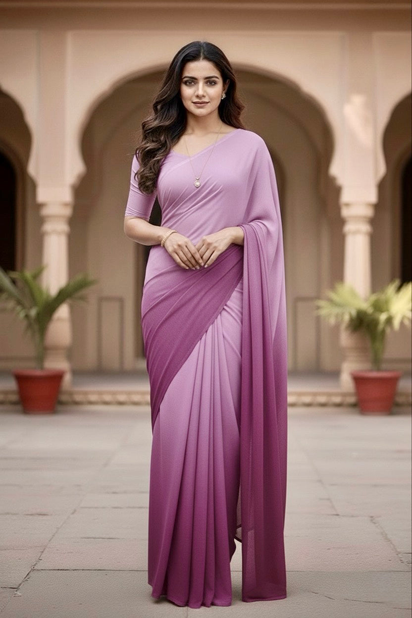 Gradient Mulberry Silk Chiffon Sarees