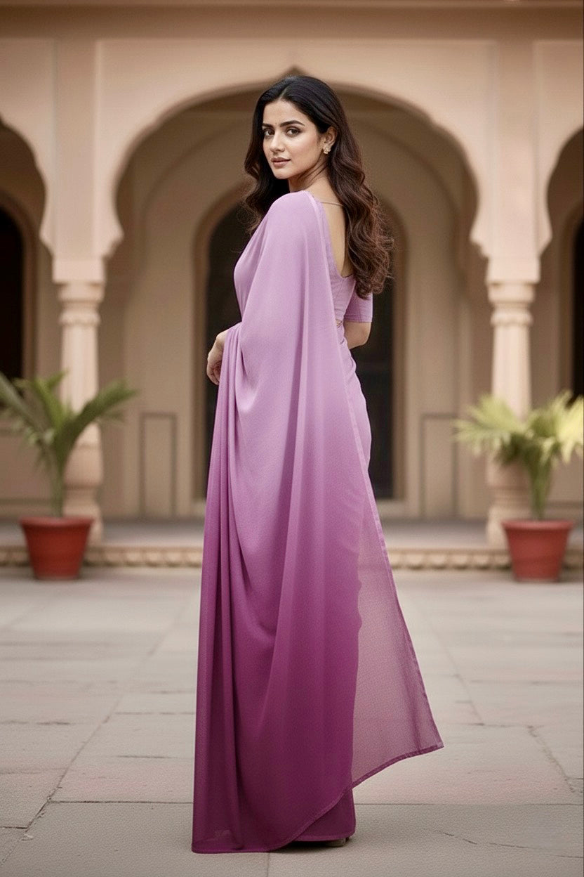Gradient Mulberry Silk Chiffon Sarees