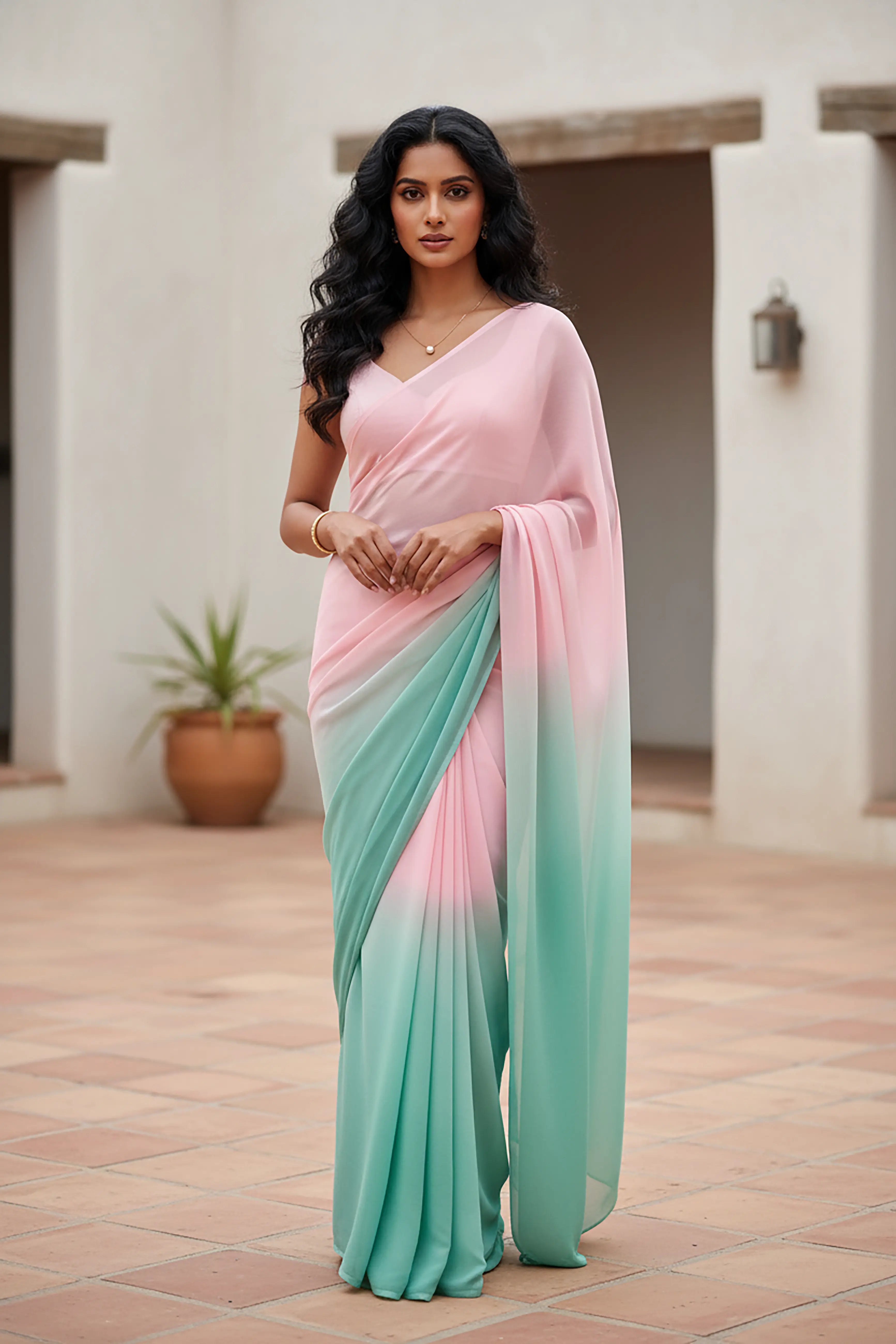 Gradient Mulberry Silk Chiffon Sarees