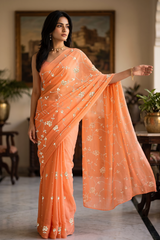 Gulbar Gota Rose Vine Saree