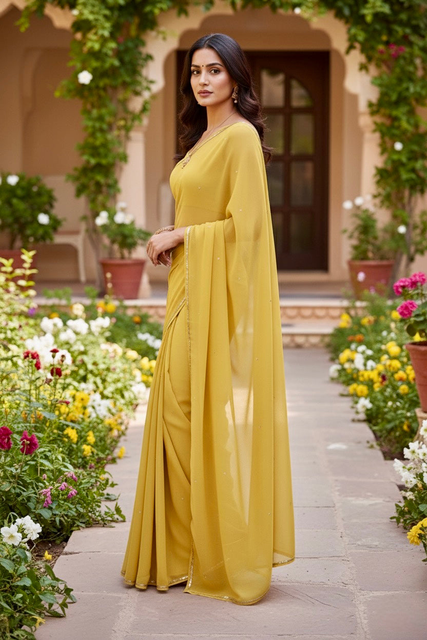 Shades of Yellow Sequins Spread & Border