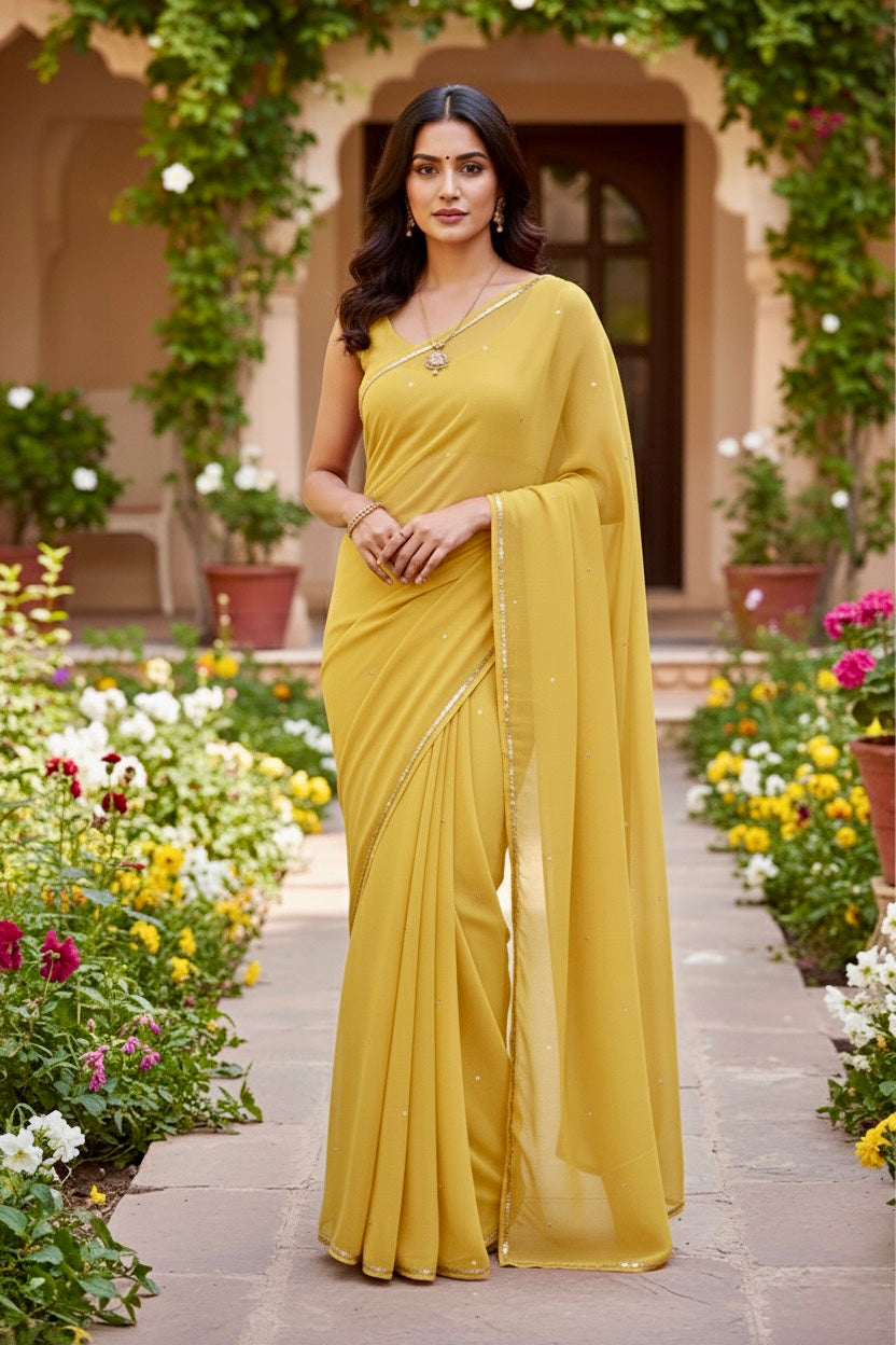 Shades of Yellow Sequins Spread & Border