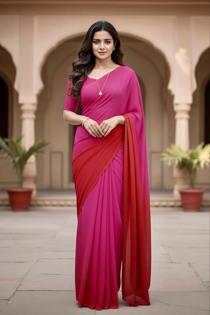 Gradient Mulberry Silk Chiffon Sarees