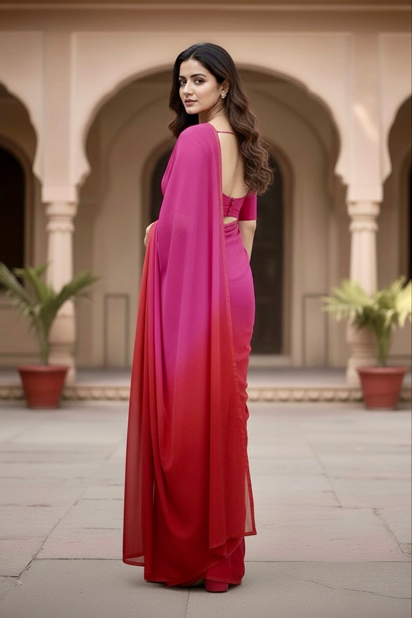 Gradient Mulberry Silk Chiffon Sarees
