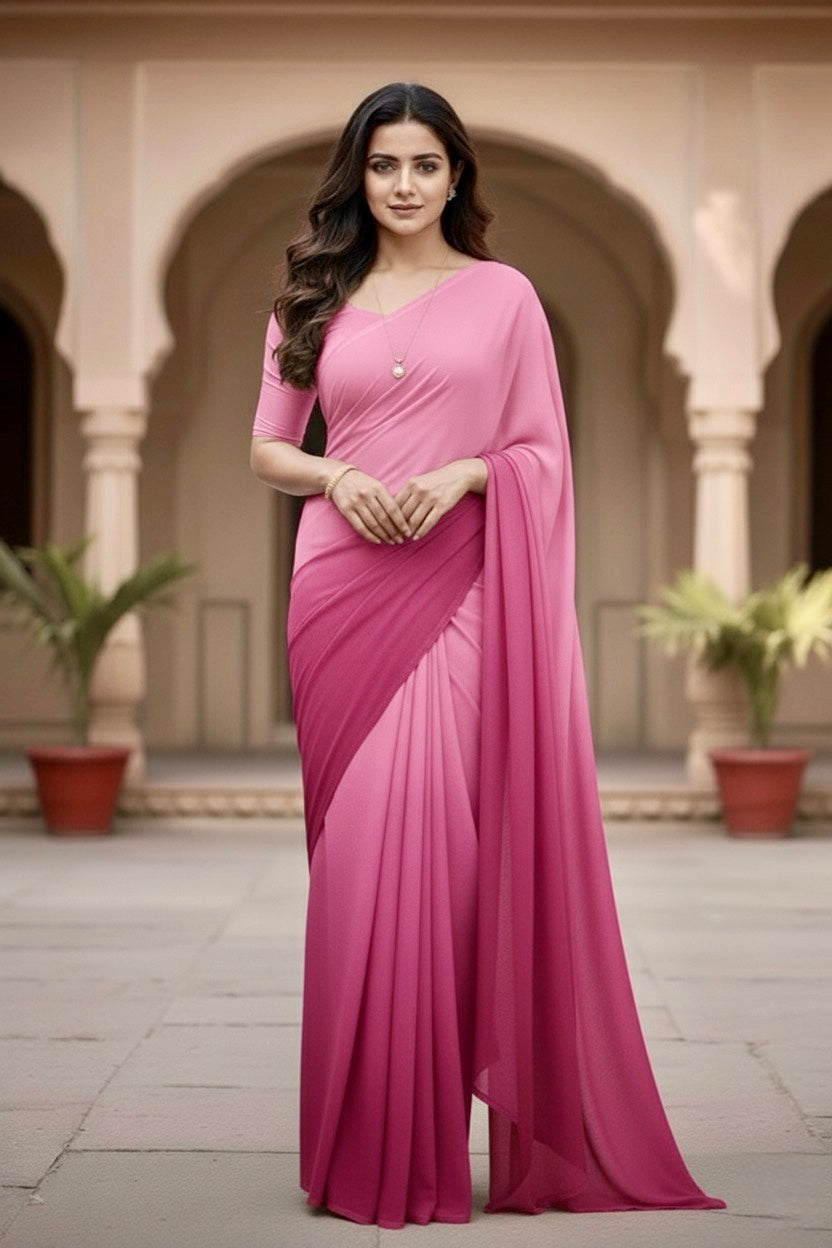 Gradient Mulberry Silk Chiffon Sarees