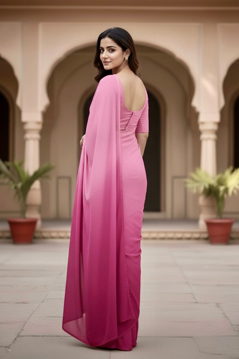 Gradient Mulberry Silk Chiffon Sarees