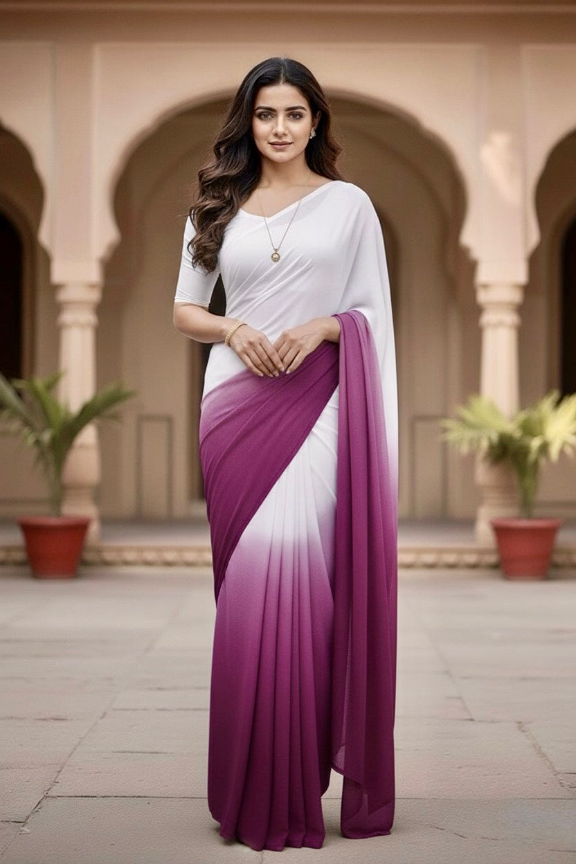 Gradient Mulberry Silk Chiffon Sarees