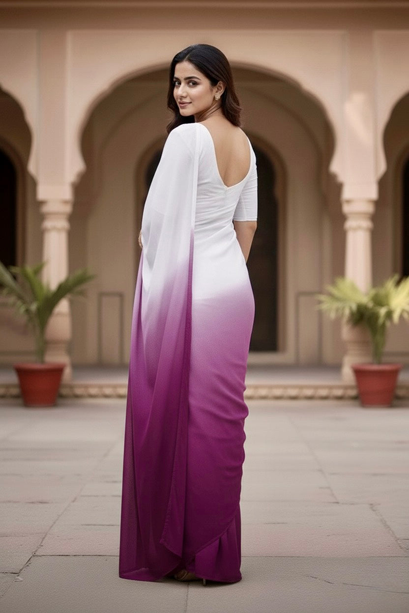 Gradient Mulberry Silk Chiffon Sarees